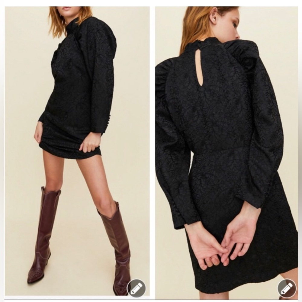 Aritzia Little Moon Black Jacquard Martini Mini Dress 2 NWT